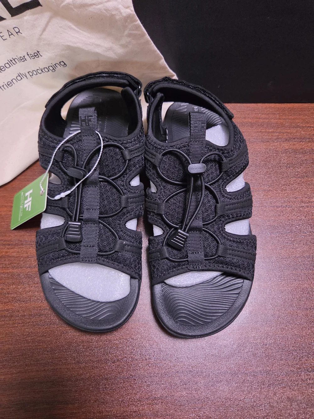 NWT HIKE Footwear HF Baresandals I Black Barefoot Sandals Women 7.5 Men 5.5